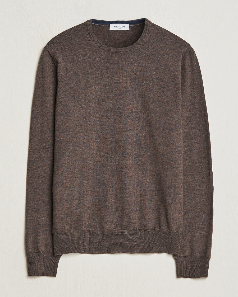 Mies | Puserot | Gran Sasso | Merino Fashion Fit Crew Neck Pullover Brown
