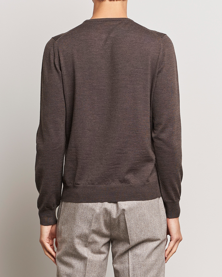 Mies | Puserot | Gran Sasso | Merino Fashion Fit Crew Neck Pullover Brown