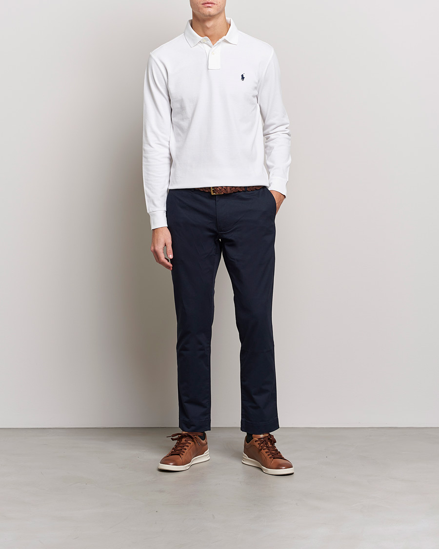 Mies | Pikeet | Polo Ralph Lauren | Custom Slim Fit Long Sleeve Polo White