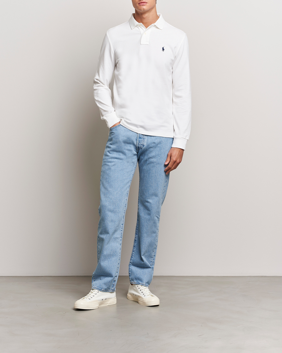 Mies | Pikeet | Polo Ralph Lauren | Custom Slim Fit Long Sleeve Polo White