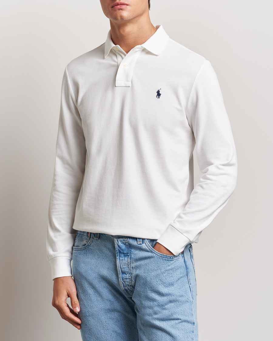 Mies | Pikeet | Polo Ralph Lauren | Custom Slim Fit Long Sleeve Polo White