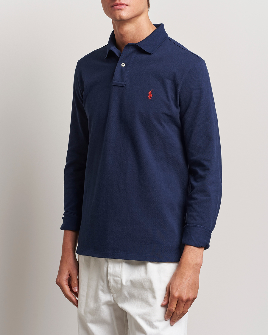 Mies | Pitkähihaiset pikeepaidat | Polo Ralph Lauren | Custom Slim Fit Long Sleeve Polo Newport Navy