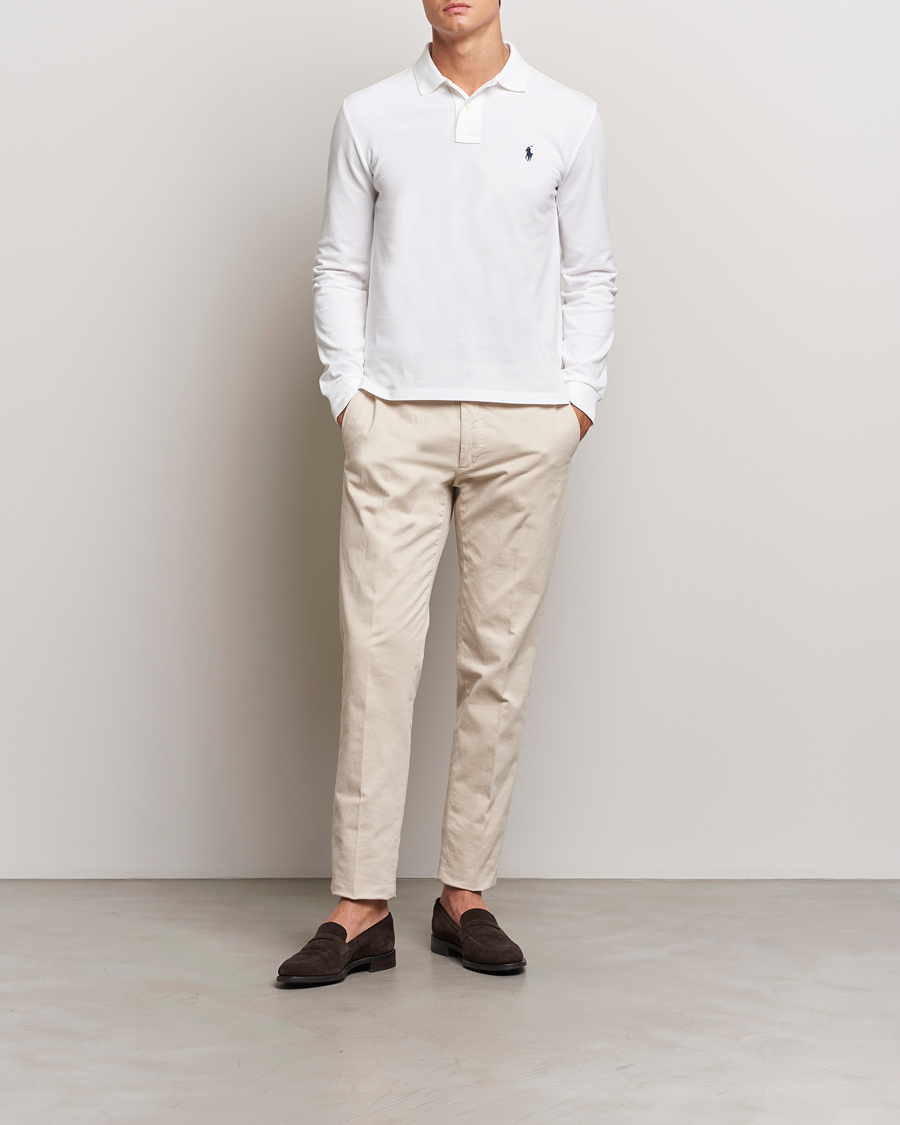 Mies | Pikeet | Polo Ralph Lauren | Slim Fit Long Sleeve Polo White
