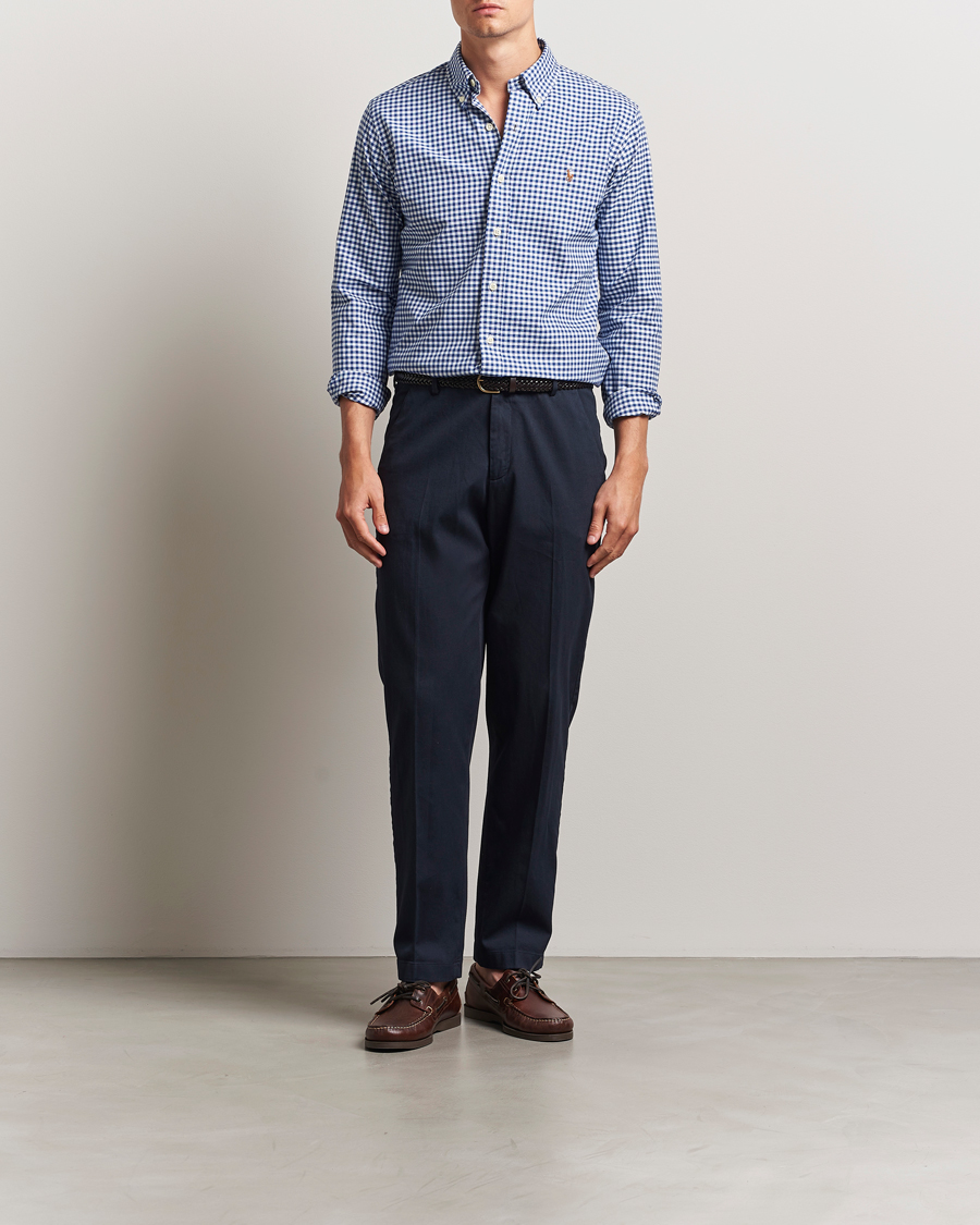 Mies | Kauluspaidat | Polo Ralph Lauren | Custom Fit Oxford Gingham Shirt Blue/White
