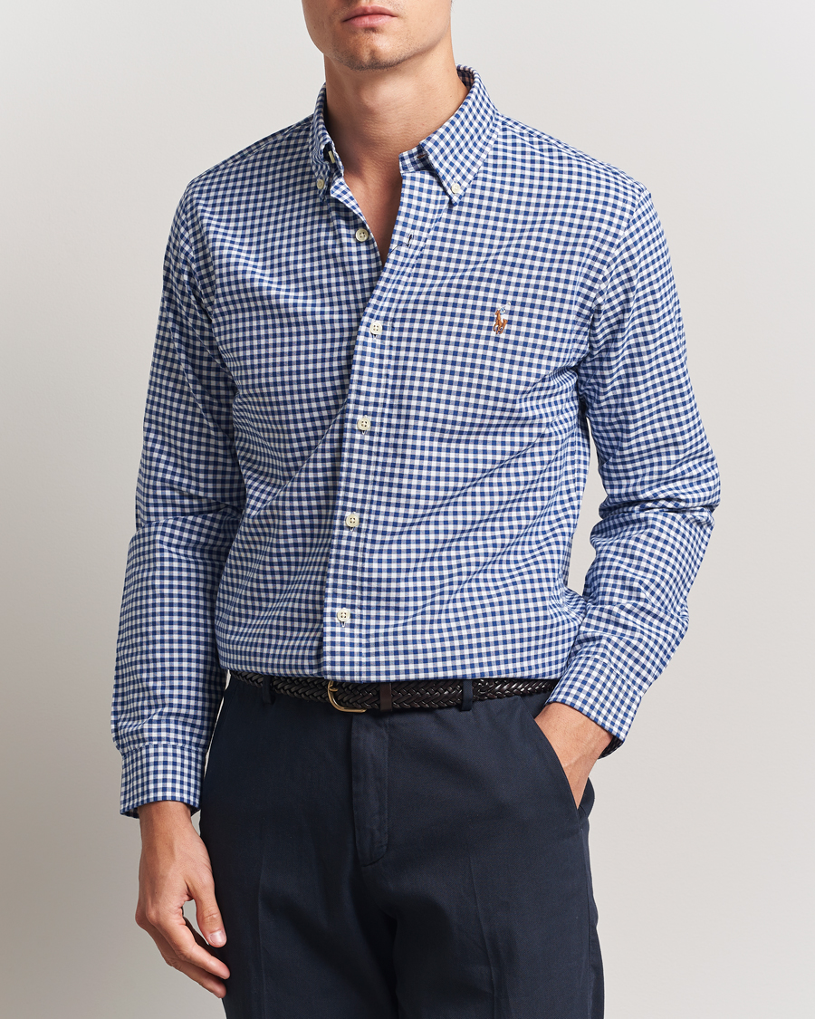 Mies | Kauluspaidat | Polo Ralph Lauren | Custom Fit Oxford Gingham Shirt Blue/White