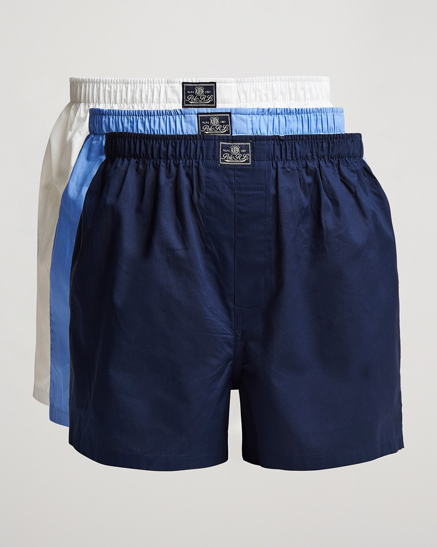 Mies | Alusvaatteet | Polo Ralph Lauren | 3-Pack Woven Boxer White/Blue/Navy