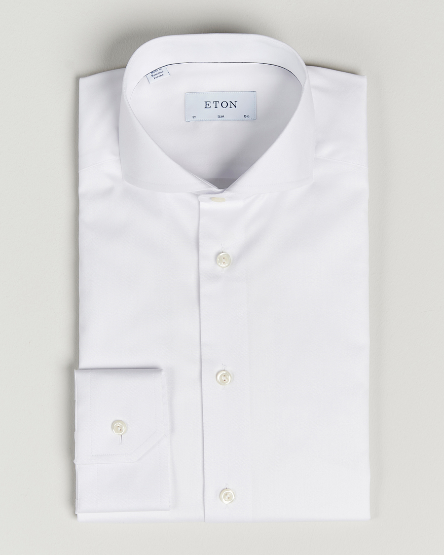 Miehet |  | Eton | Slim Fit Twill Cut Away Shirt White