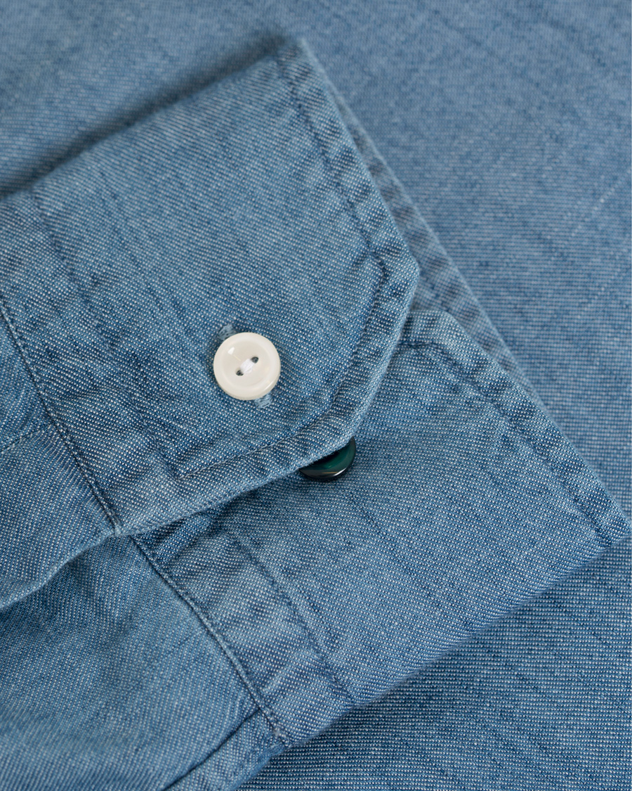 Mies | Kauluspaidat | Eton | Slim Fit Denim Cut Away Shirt Indigo Blue