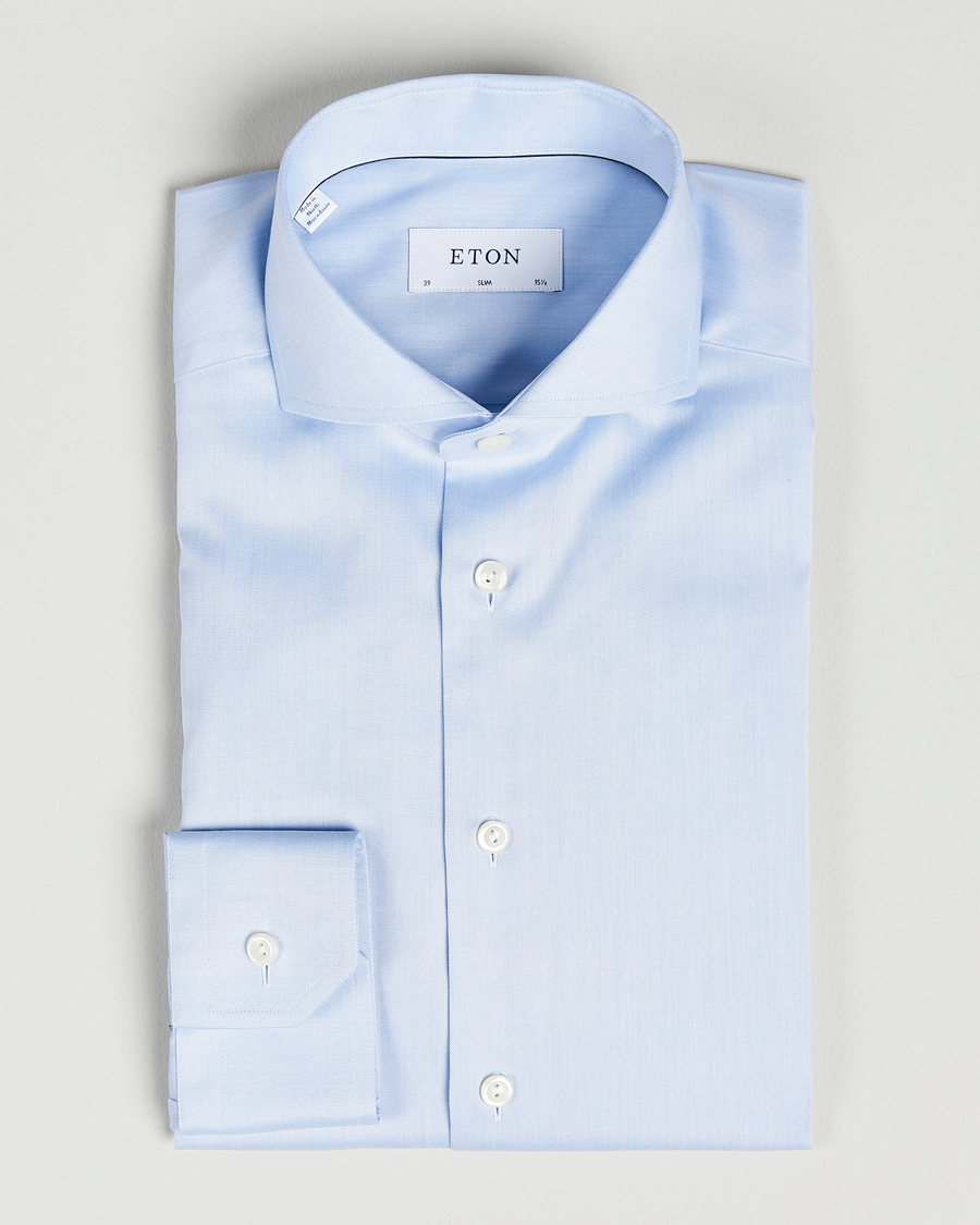 Mies | Kauluspaidat | Eton | Slim Fit Twill Cut Away Shirt Light Blue