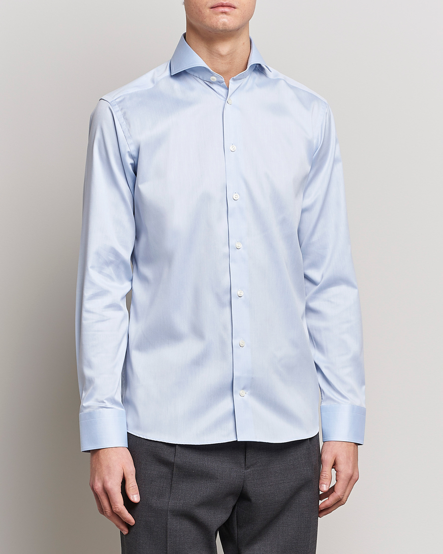 Mies |  | Eton | Slim Fit Twill Cut Away Shirt Light Blue