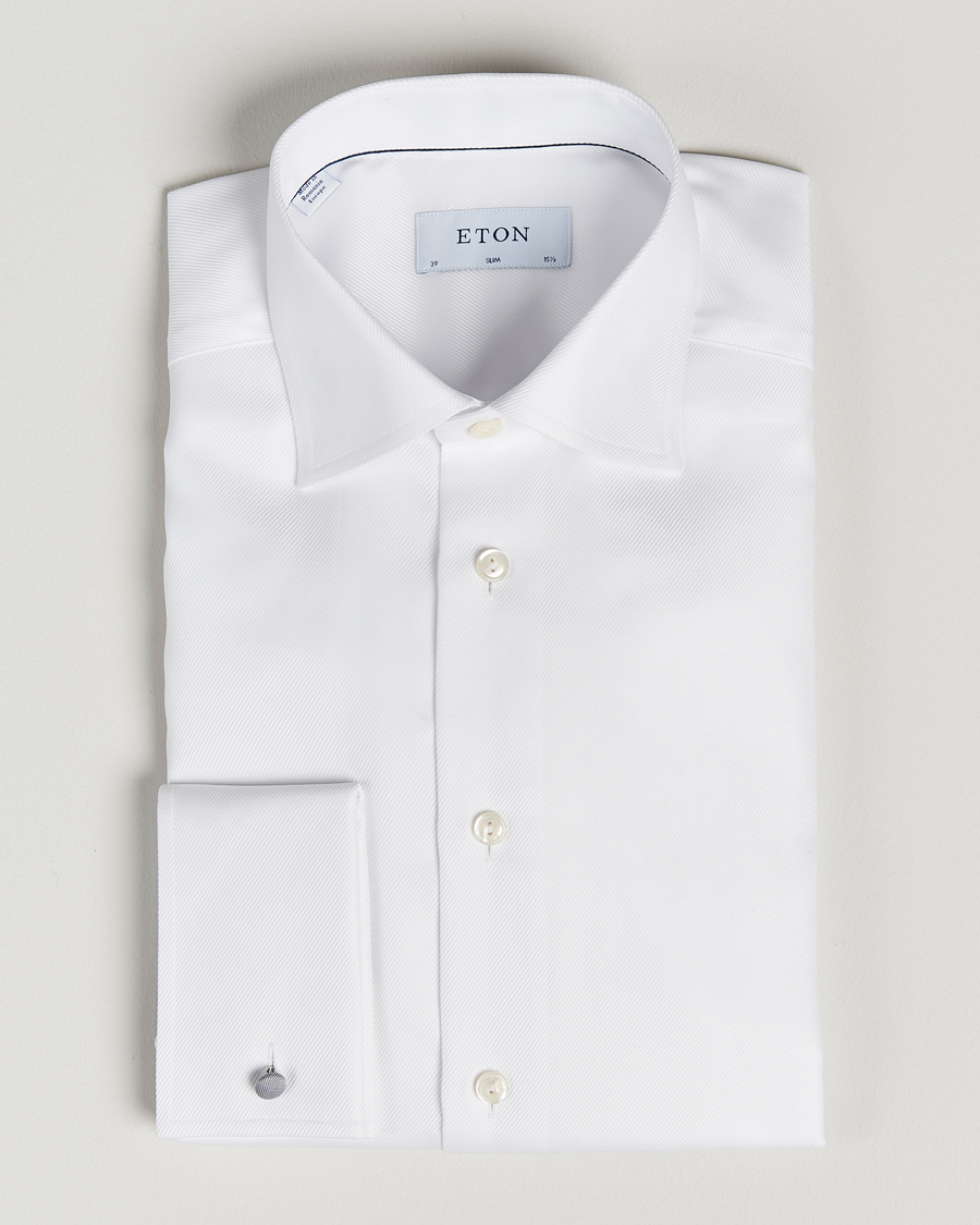 Mies | Kauluspaidat | Eton | Slim Fit Twill Double Cuff Shirt White