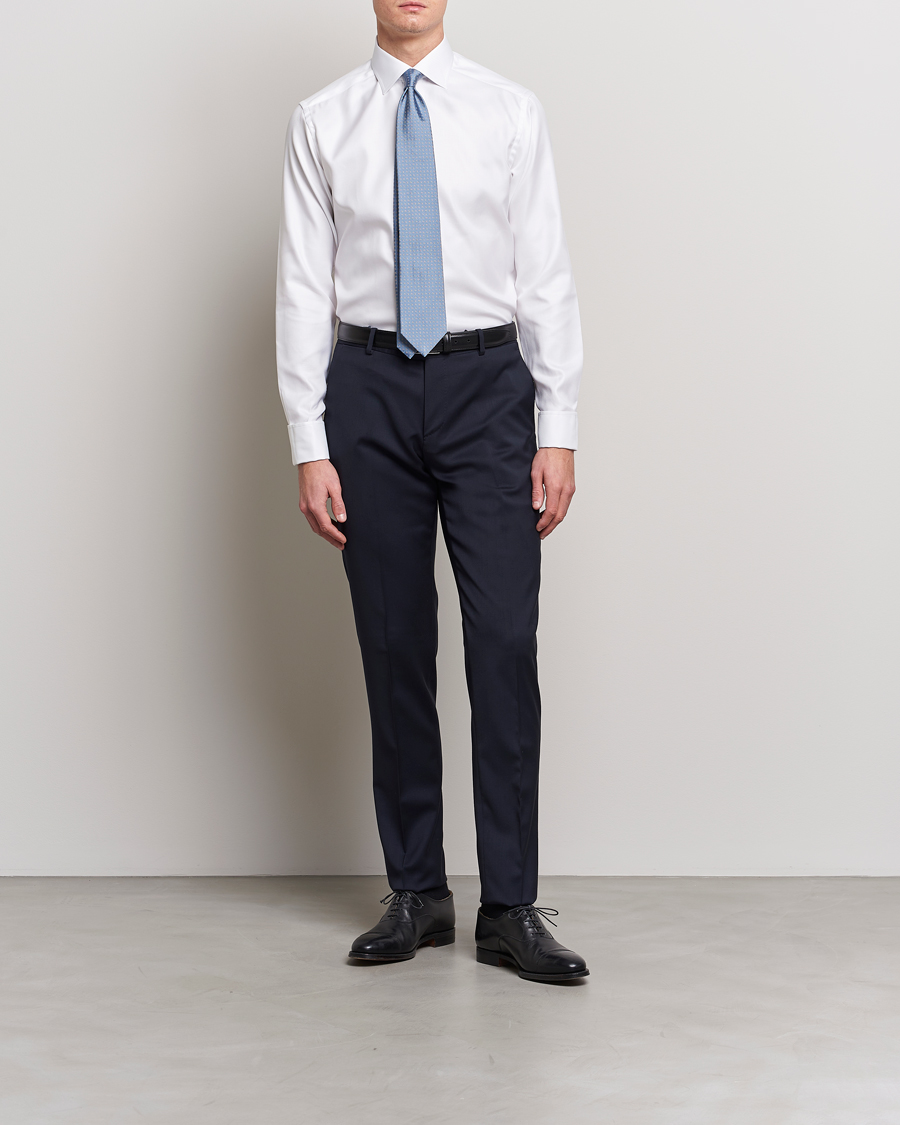 Mies | Kauluspaidat | Eton | Slim Fit Twill Double Cuff Shirt White