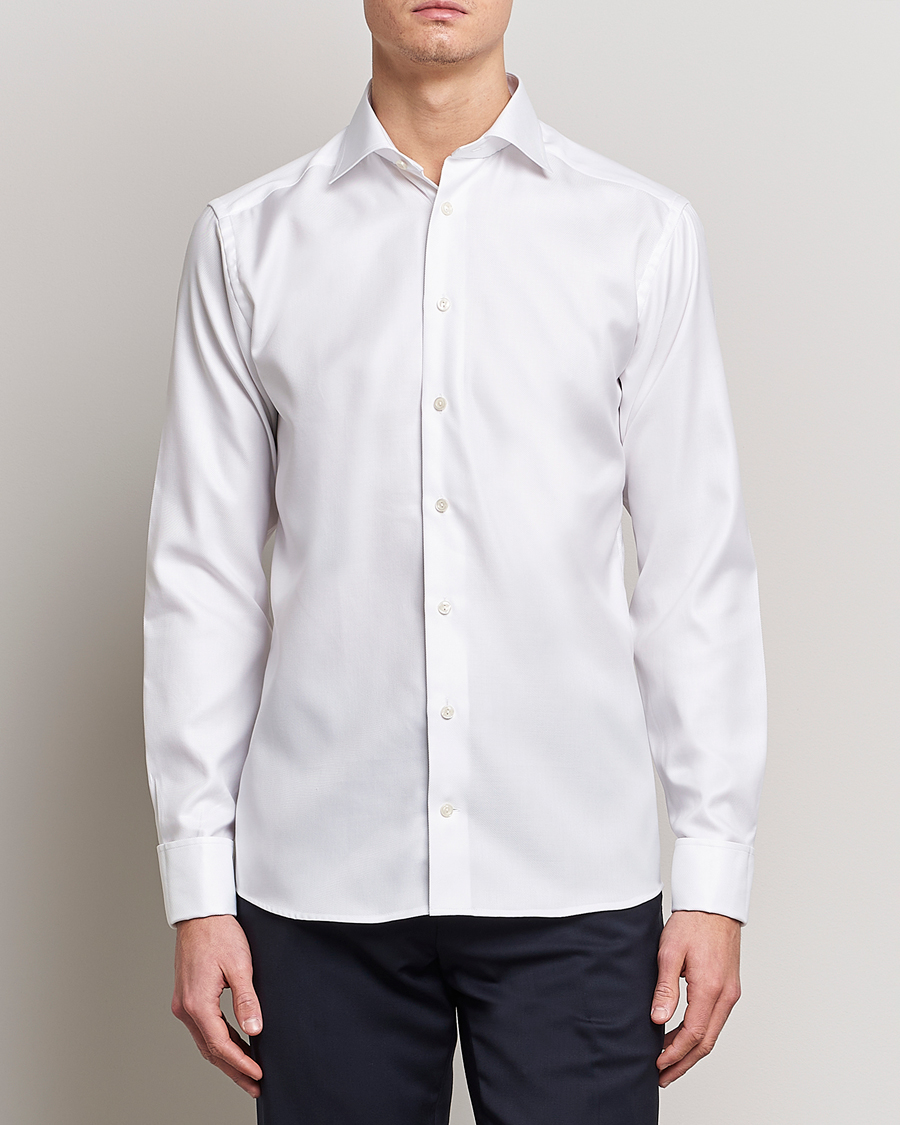 Mies |  | Eton | Slim Fit Twill Double Cuff Shirt White