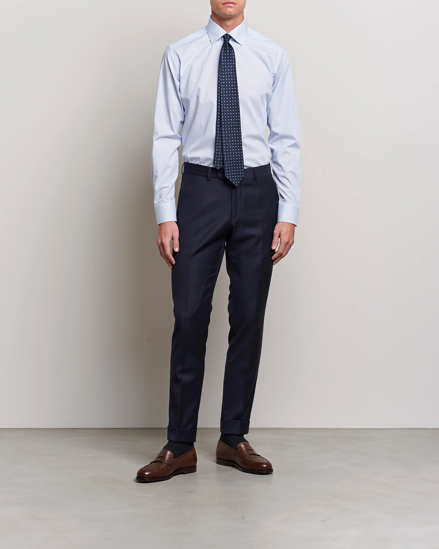 Mies | Kauluspaidat | Eton | Slim Fit Poplin Thin Stripe Shirt Blue/White