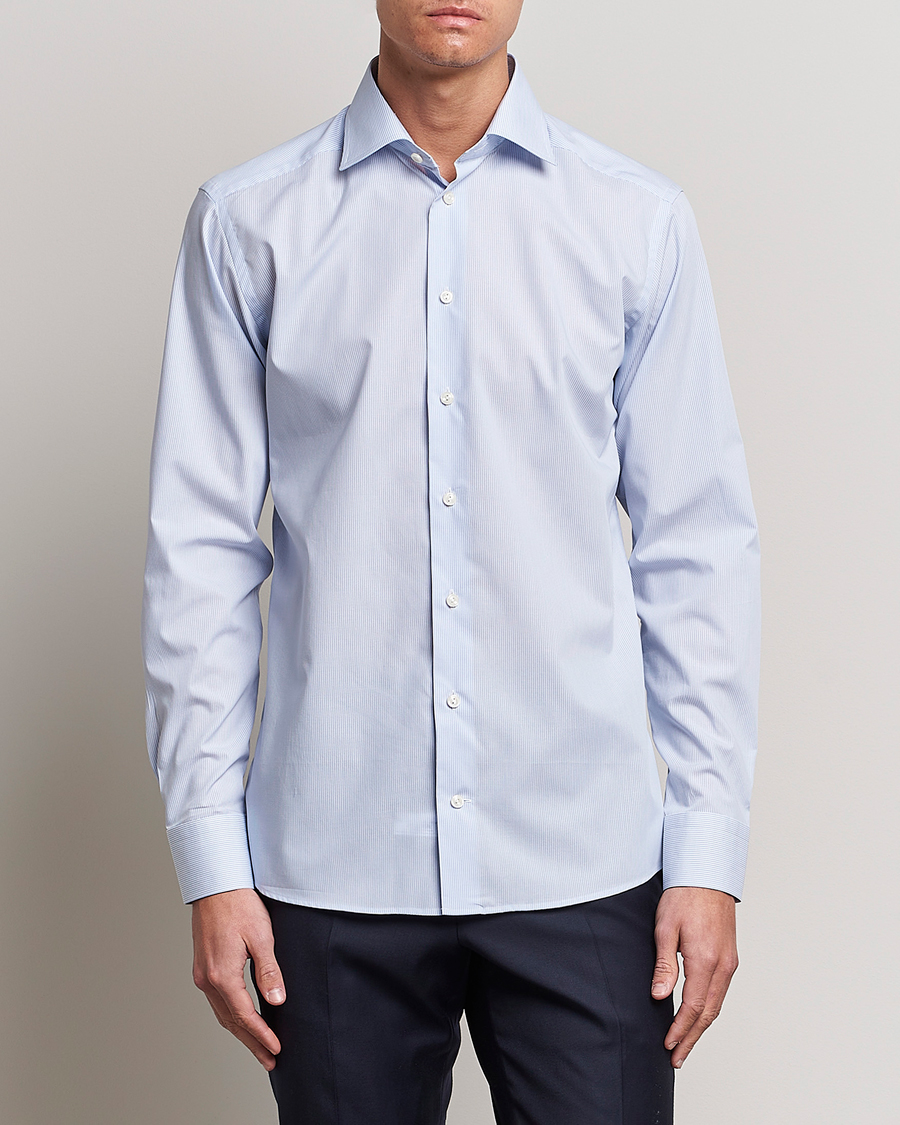 Mies |  | Eton | Slim Fit Poplin Thin Stripe Shirt Blue/White