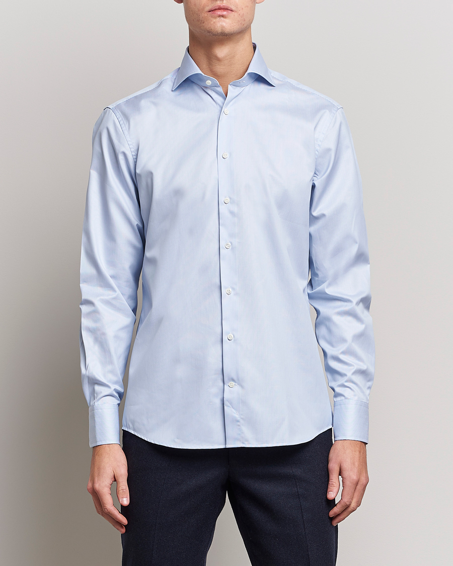 Mies | The Classics of Tomorrow | Stenströms | Fitted Body Thin Stripe Shirt White/Blue