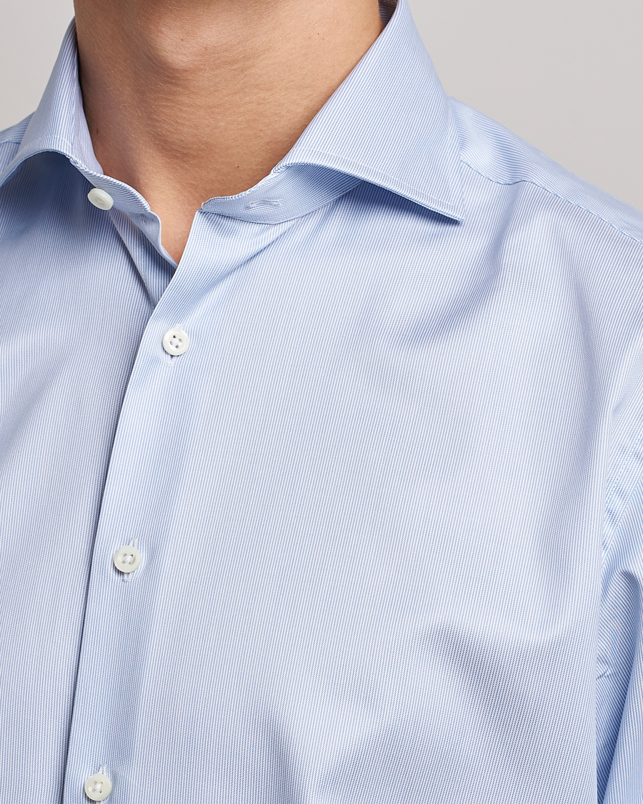 Mies | Kauluspaidat | Stenströms | Fitted Body Thin Stripe Shirt White/Blue