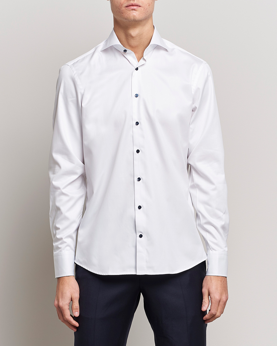 Mies | Kauluspaidat | Stenströms | Fitted Body Contrast Shirt White