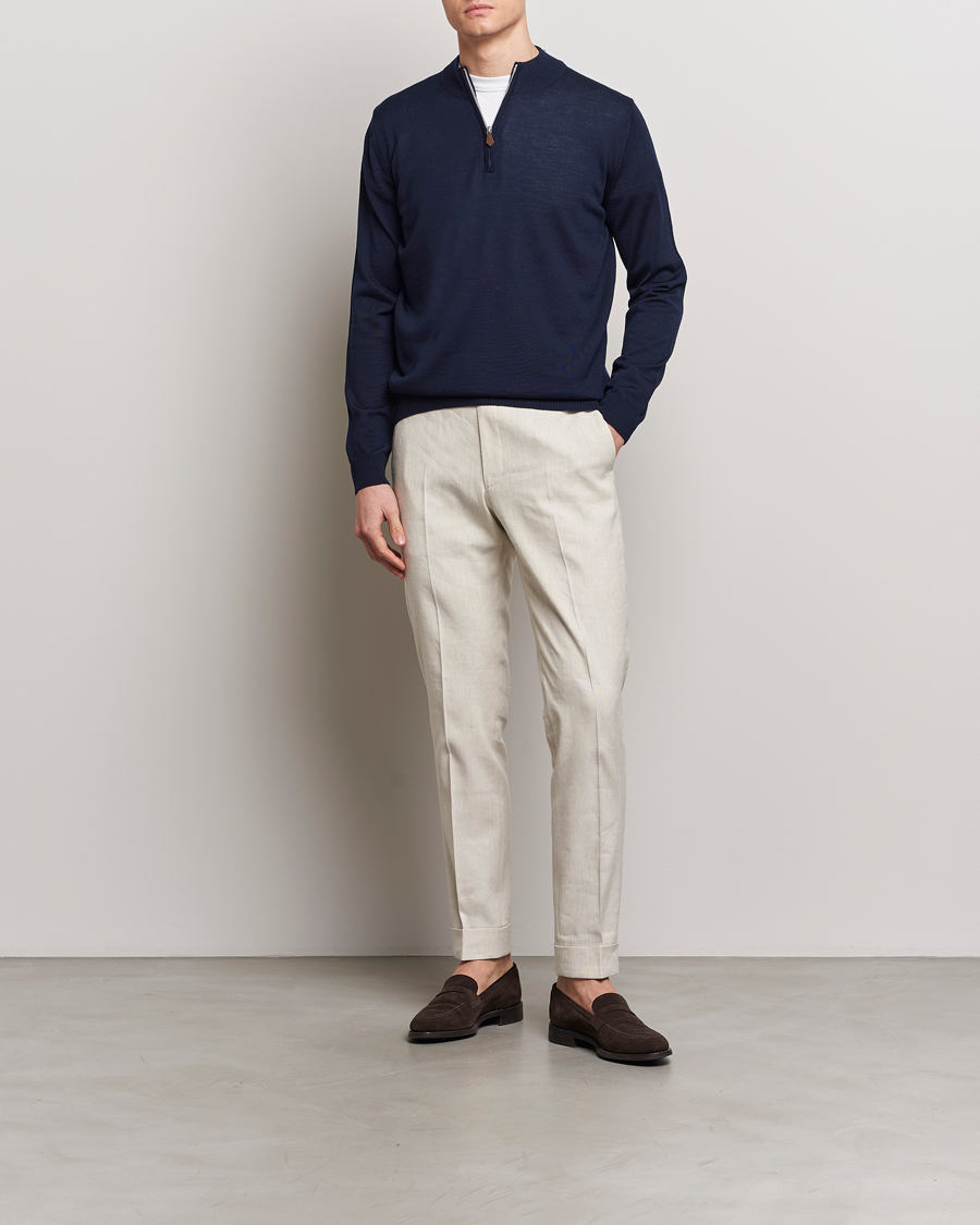 Mies | Puserot | Stenströms | Merino Wool Half Zip Navy