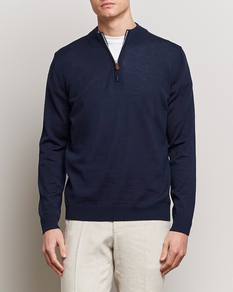 Mies | Puserot | Stenströms | Merino Wool Half Zip Navy