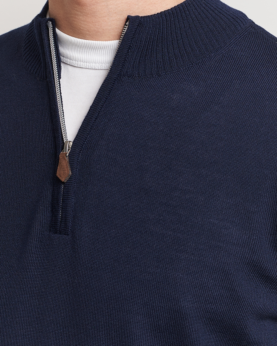 Mies | Puserot | Stenströms | Merino Wool Half Zip Navy