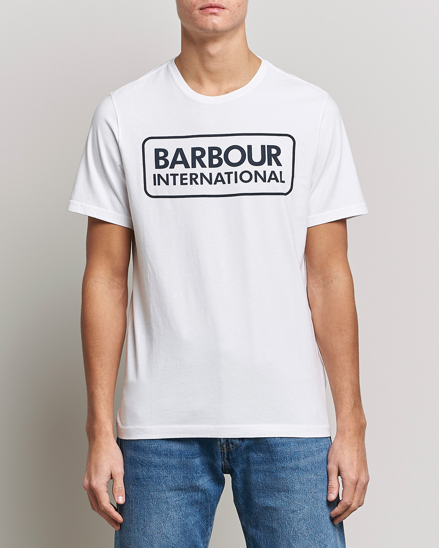 Mies | T-paidat | Barbour International | Large Logo Crew Neck Tee White