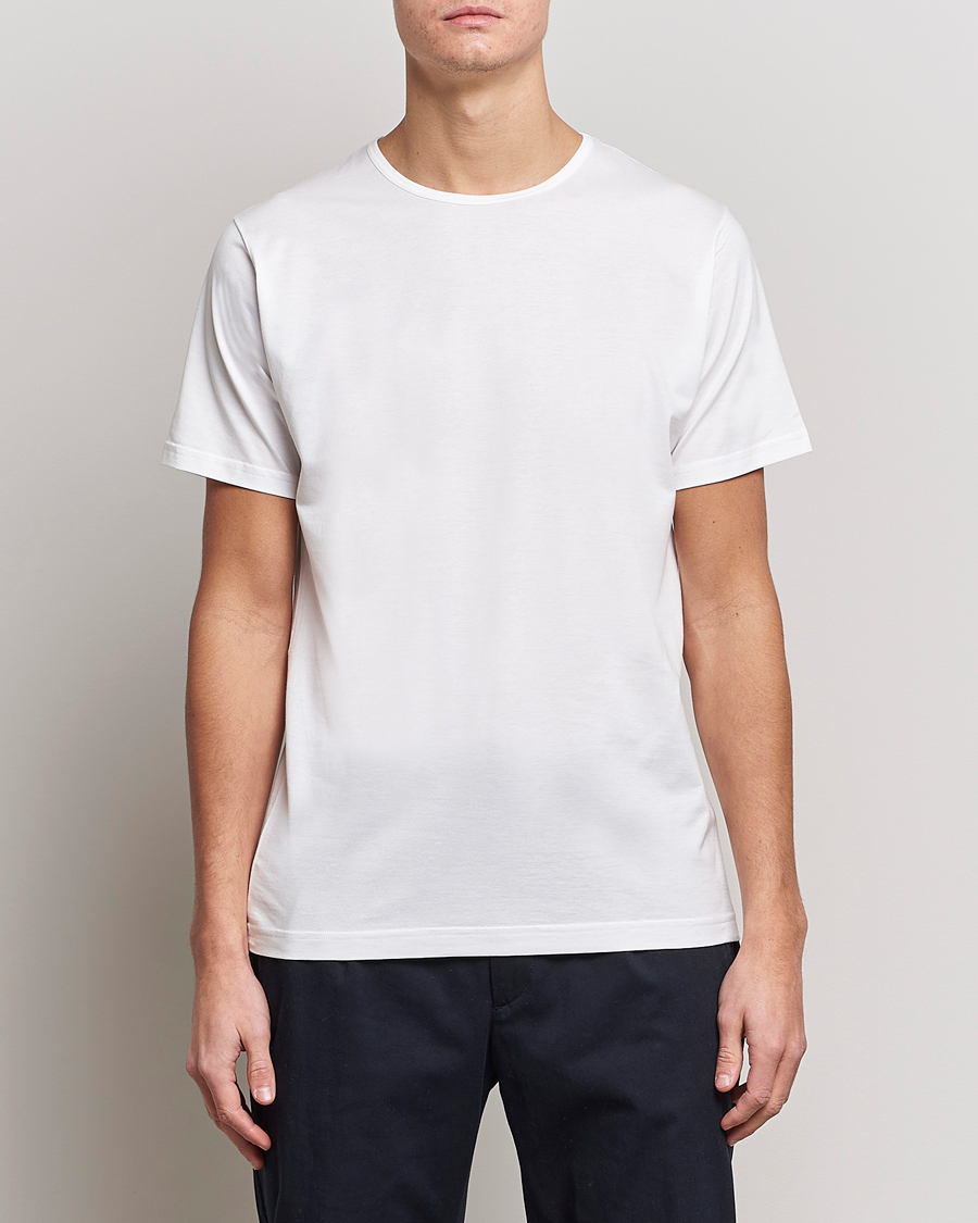 Mies | Valkoiset t-paidat | Sunspel | Superfine Cotton Crew Neck White