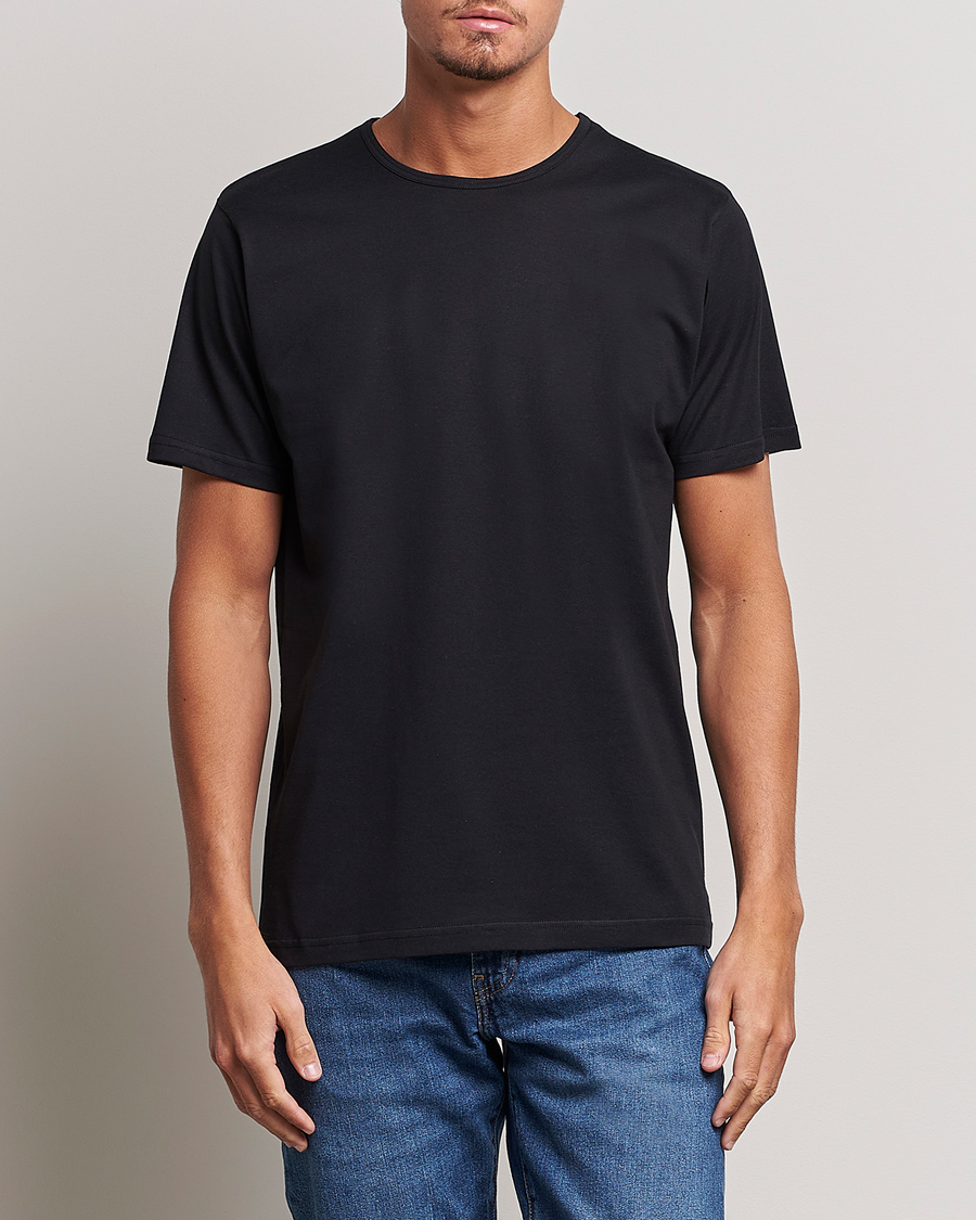 Mies | T-paidat | Sunspel | Superfine Cotton Crew Neck T-Shirt Black