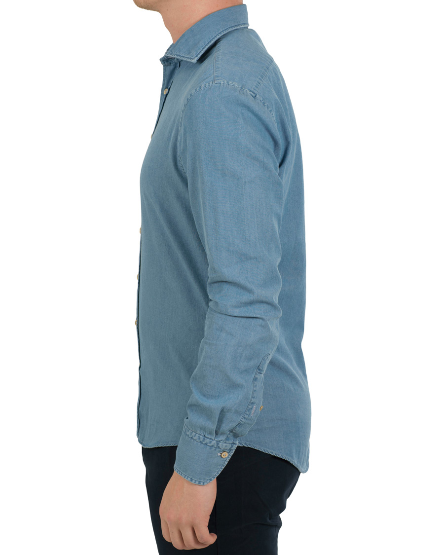 Mies | Kauluspaidat | Stenströms | Slimline Garment Washed Shirt Light Denim