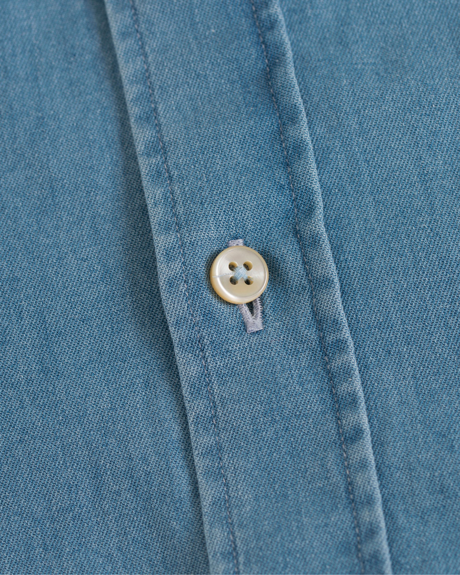 Mies | Kauluspaidat | Stenströms | Slimline Garment Washed Shirt Light Denim