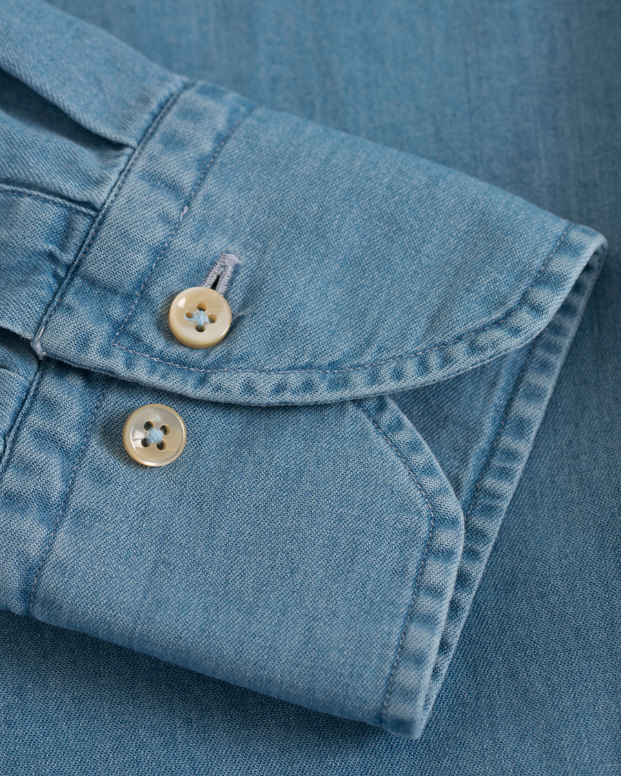 Mies | Kauluspaidat | Stenströms | Slimline Garment Washed Shirt Light Denim