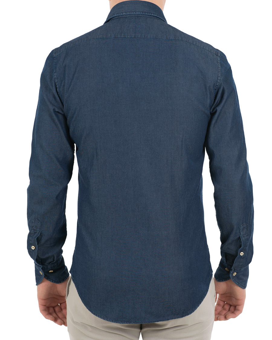 Mies | Kauluspaidat | Stenströms | Slimline Garment Washed Shirt Dark Denim