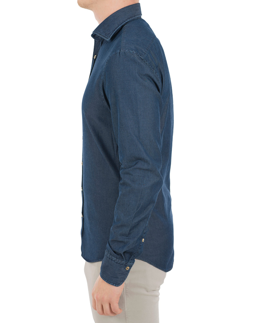 Mies | Kauluspaidat | Stenströms | Slimline Garment Washed Shirt Dark Denim