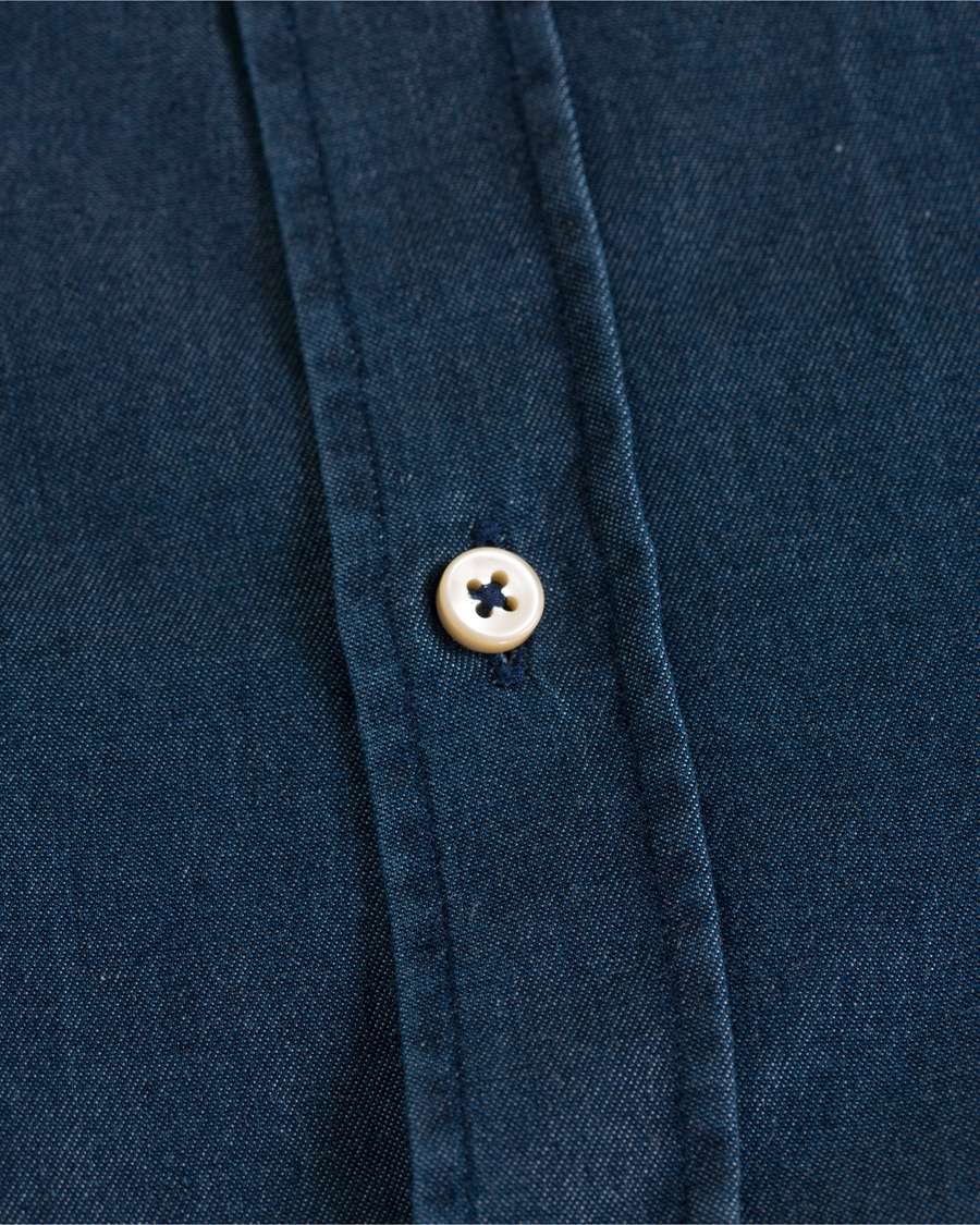 Mies | Kauluspaidat | Stenströms | Slimline Garment Washed Shirt Dark Denim