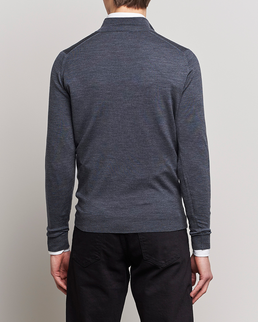 Mies | Puserot | John Smedley | Barrow Extra Fine Merino Half Zip Charcoal