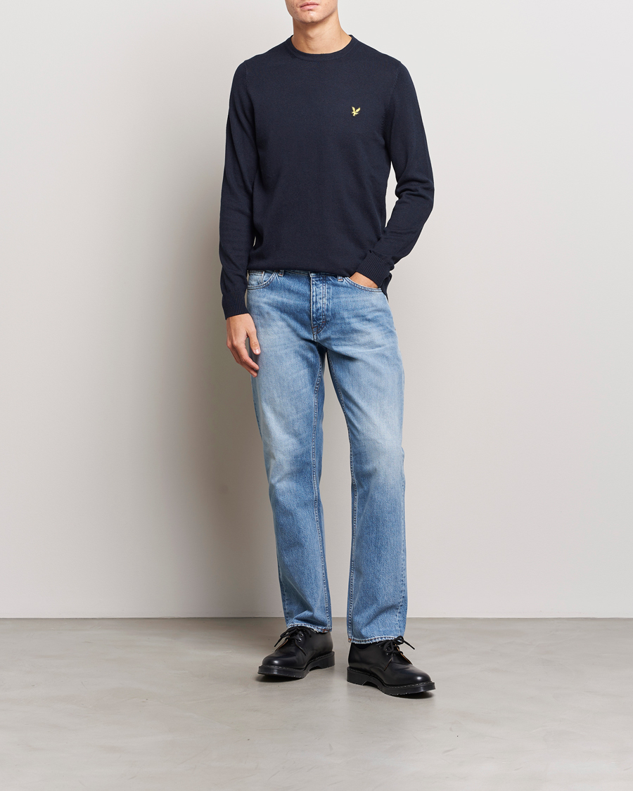 Mies | Puserot | Lyle & Scott | Cotton/Merino Crew Neck Jumper Dark Navy