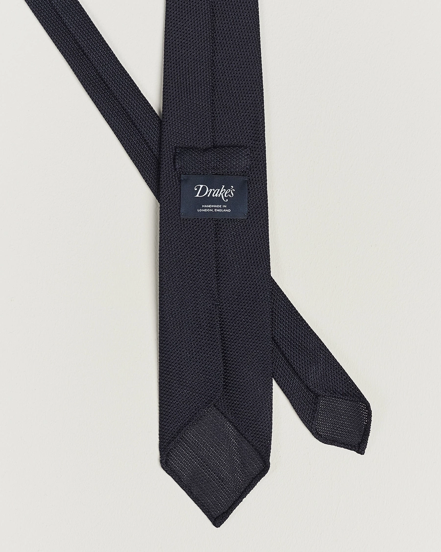 Mies |  | Drake's | Silk Fine Grenadine Handrolled 8 cm Tie Navy