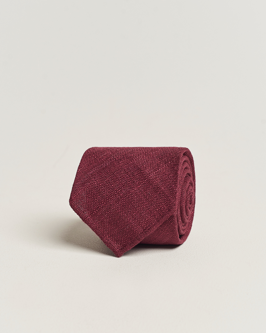Mies |  | Drake's | Tussah Silk Handrolled 8 cm Tie Plum