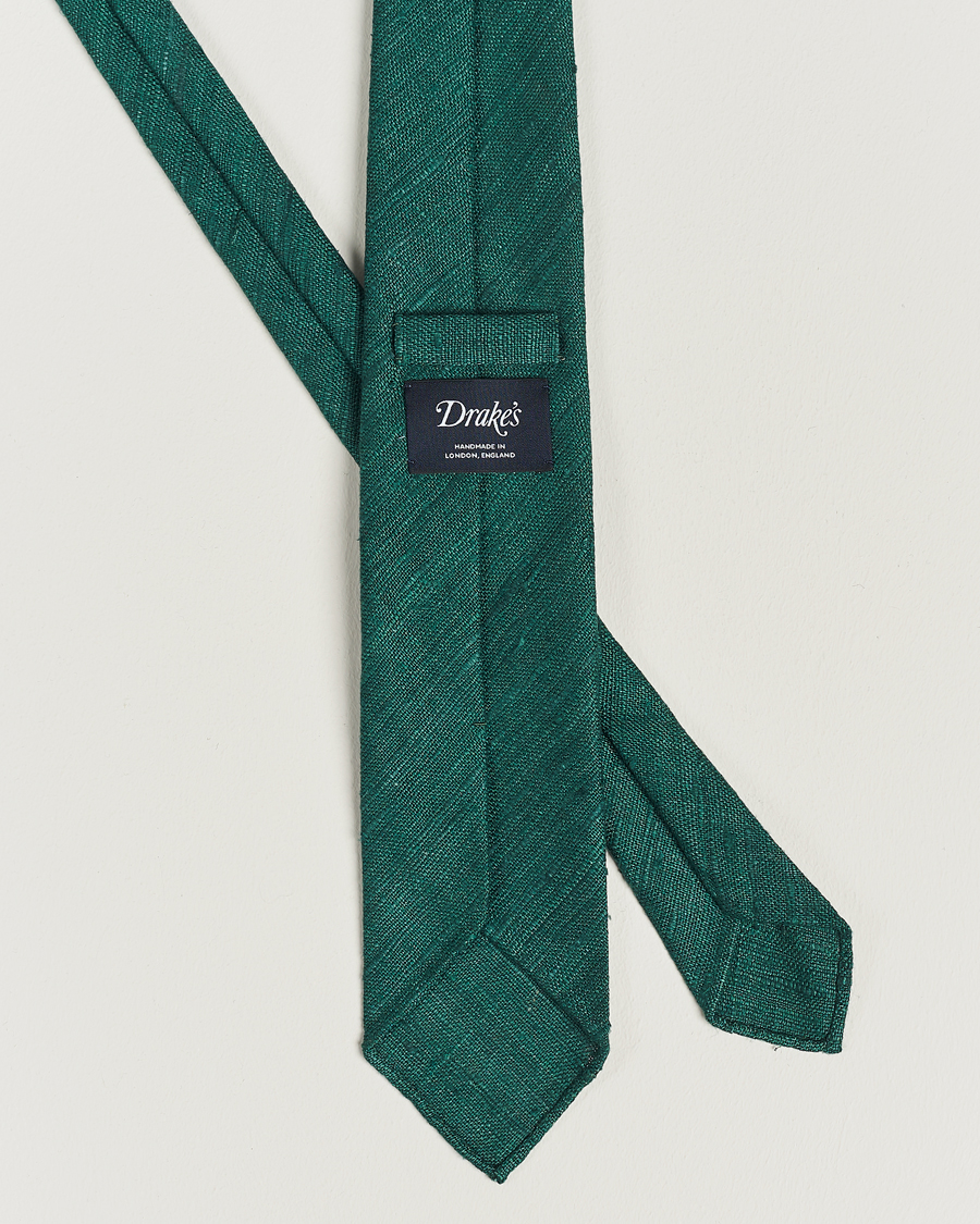 Mies | Solmiot | Drake's | Drake'sSilk Tussah Handrolled TieGreen