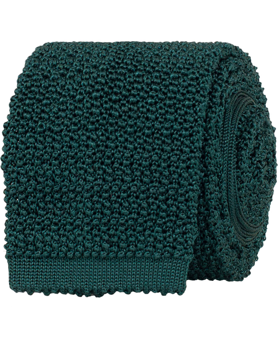 Miehet |  | Drake's | Knitted Silk 6.5 cm Tie Green