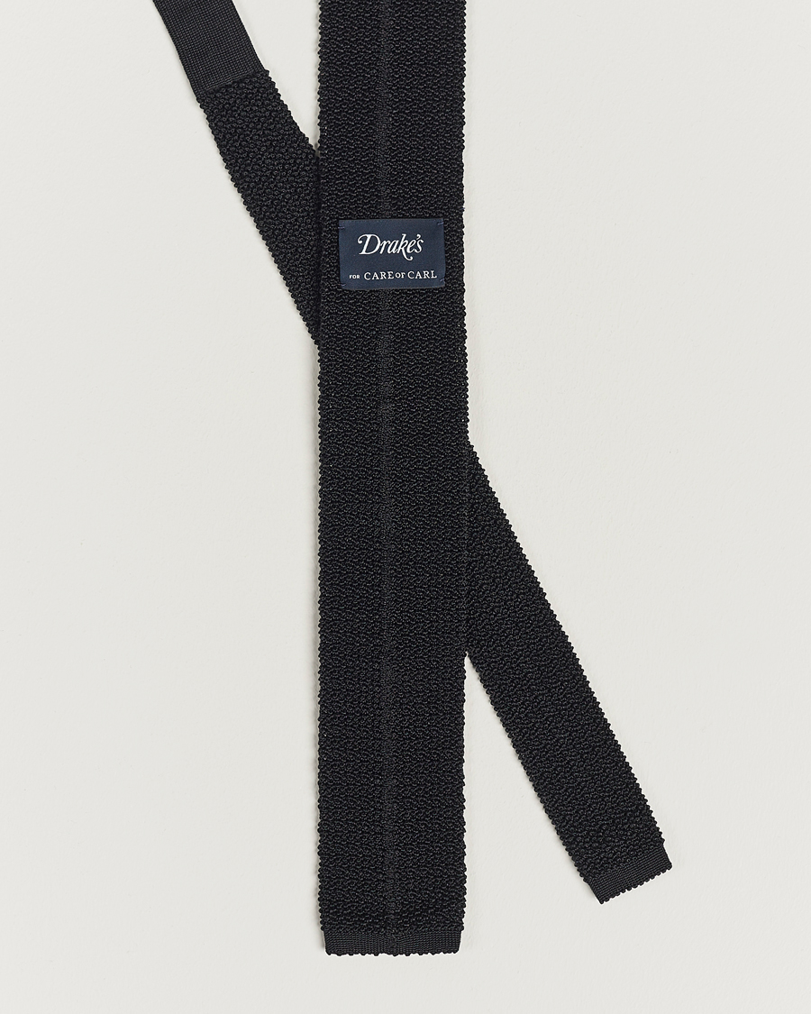 Mies | Solmiot | Drake's | Knitted Silk 6.5 cm Tie Black