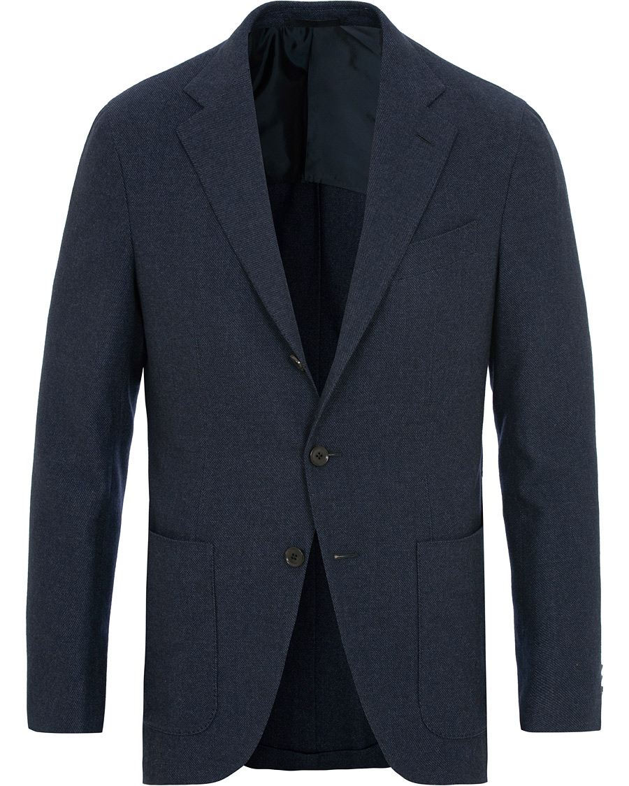 Mies | Pikkutakit | Caruso | Aida Microstructure Melange Wool Blazer Dark Blue