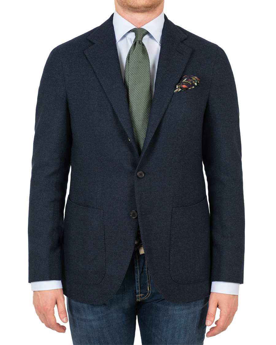 Mies | Pikkutakit | Caruso | Aida Microstructure Melange Wool Blazer Dark Blue