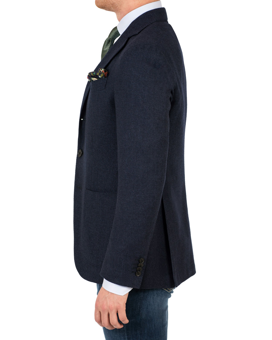 Mies | Pikkutakit | Caruso | Aida Microstructure Melange Wool Blazer Dark Blue