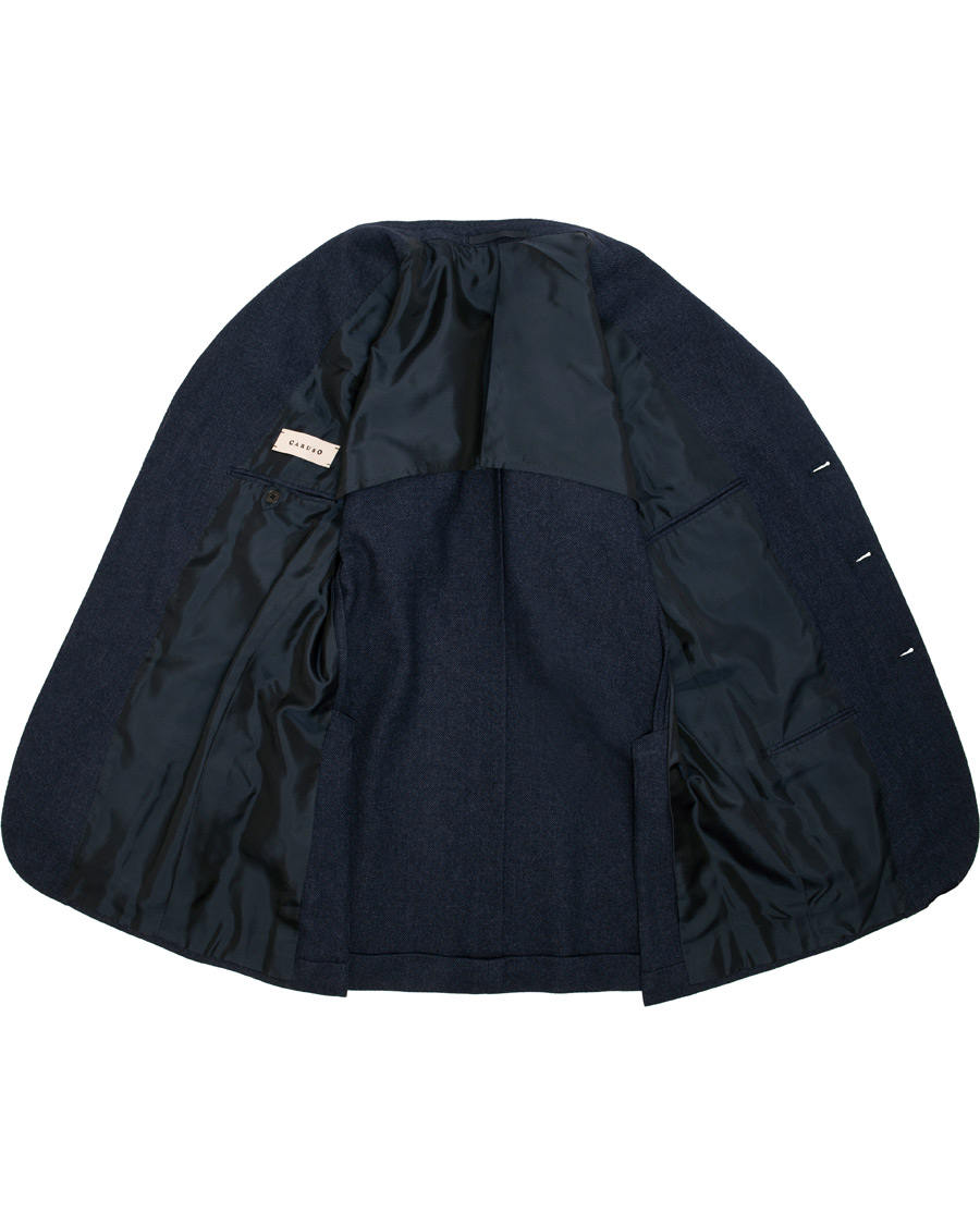 Mies | Pikkutakit | Caruso | Aida Microstructure Melange Wool Blazer Dark Blue