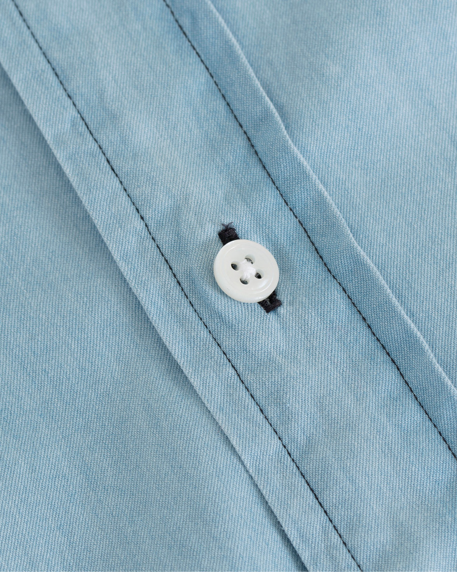 Mies | Kauluspaidat | Drake's | Slim Fit Denim Pocket Shirt Light Washed