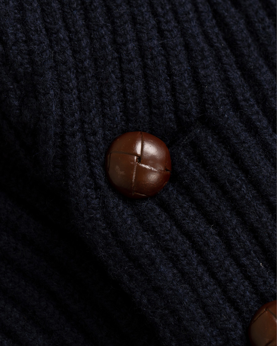 Mies | Puserot | Drake's | Lambswool Shawl Cardigan Navy