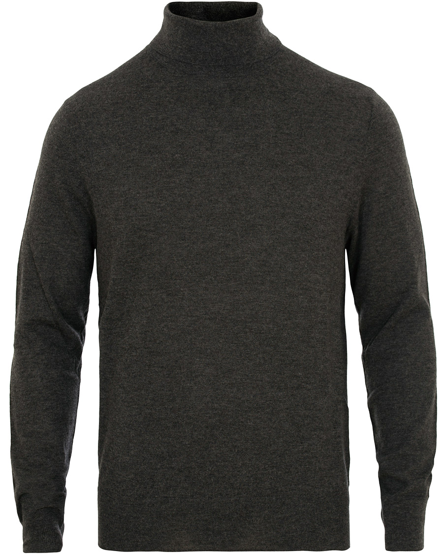 Mies | Puserot | Filippa K | Wool/Silk Rollneck Dark Grey Melange
