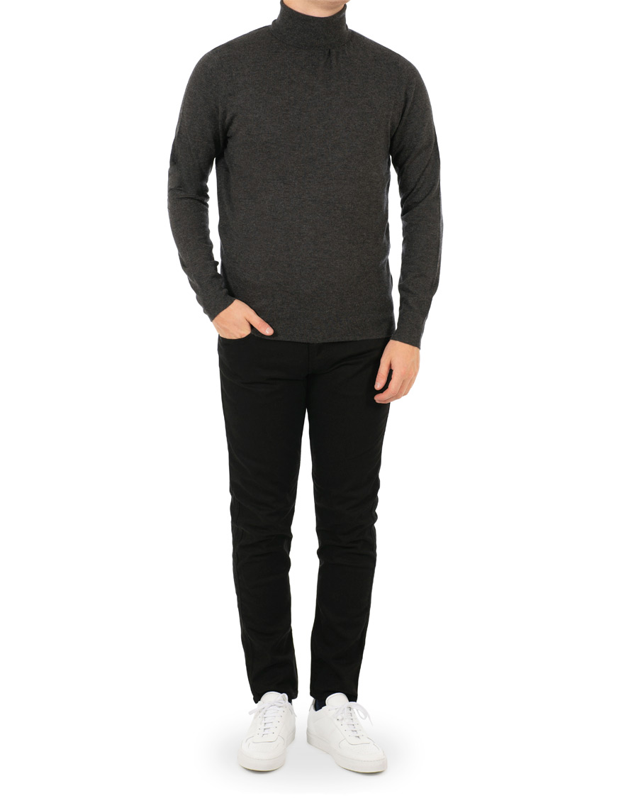 Mies | Puserot | Filippa K | Wool/Silk Rollneck Dark Grey Melange