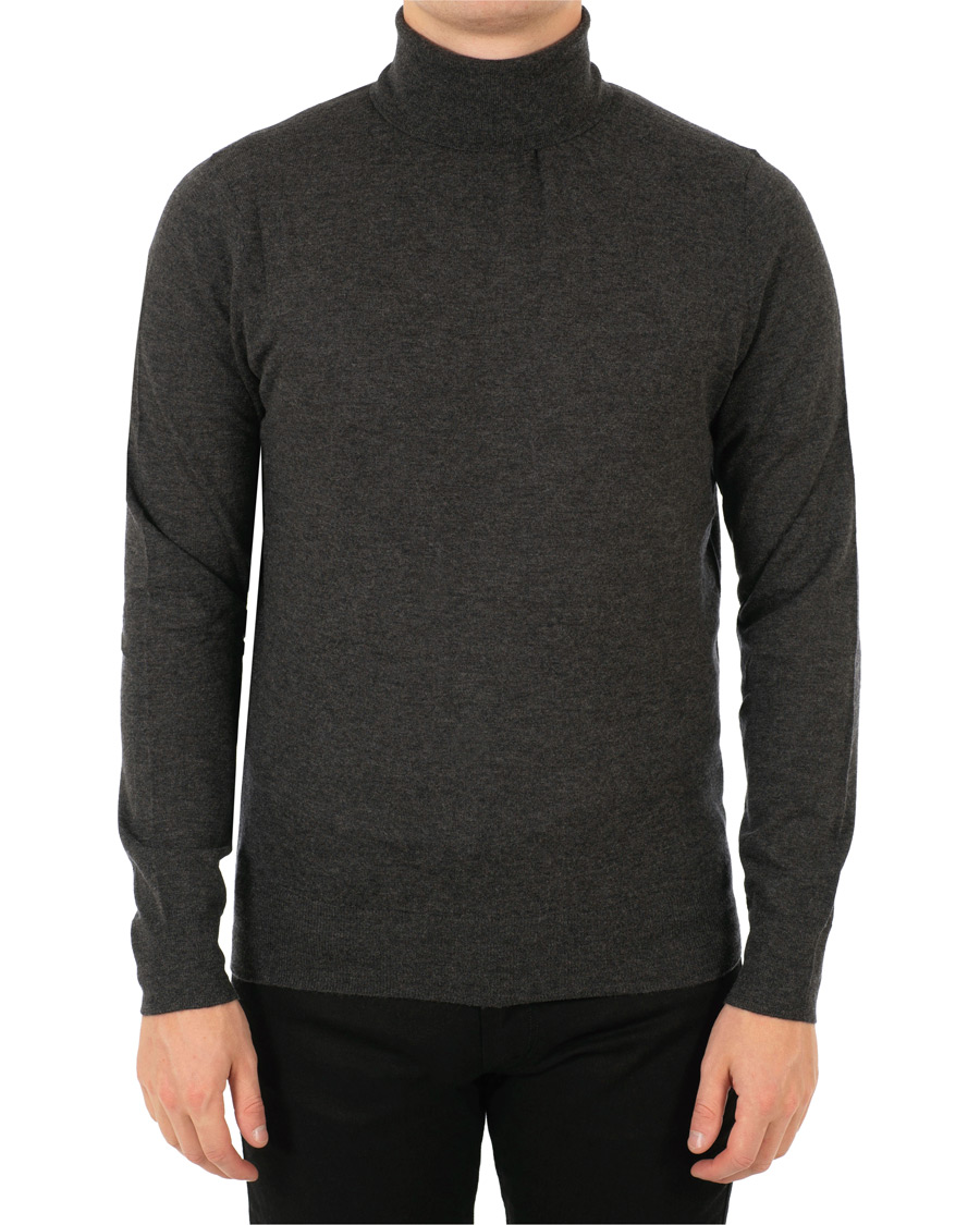 Mies | Puserot | Filippa K | Wool/Silk Rollneck Dark Grey Melange